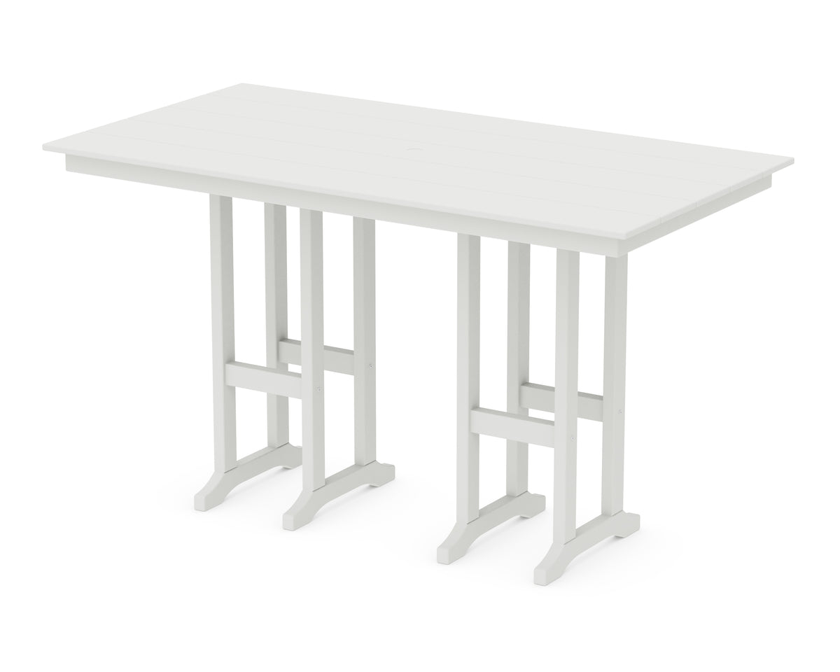 POLYWOOD Farmhouse 37" x 72" Bar Table in Vintage White