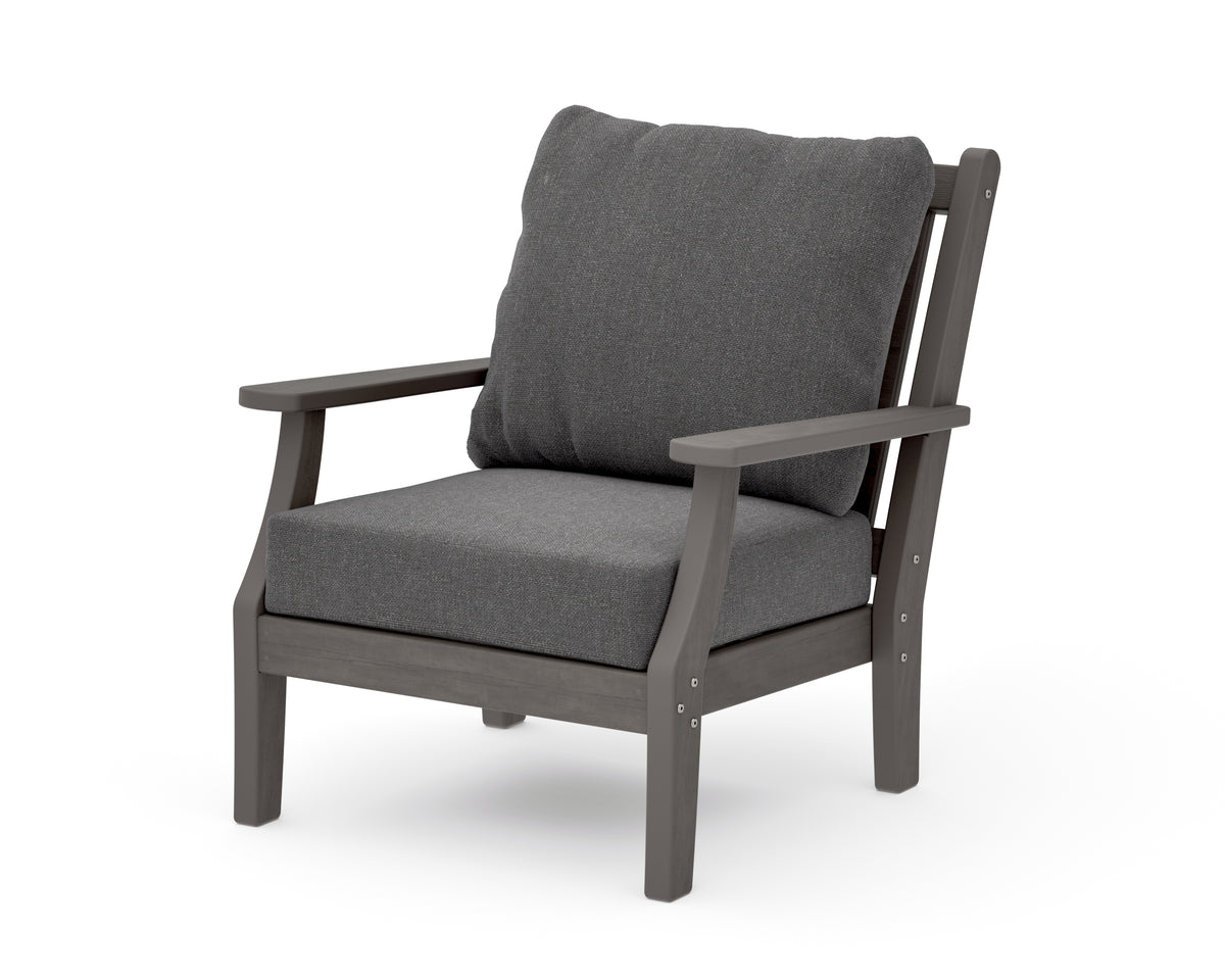POLYWOOD Wovendale Deep Seating Chair in Driftwood / Ash Charcoal