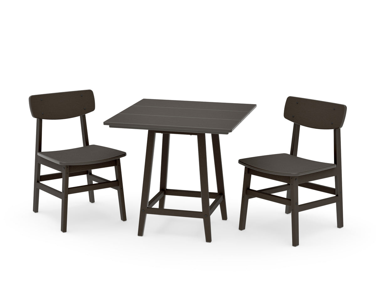 POLYWOOD Modern Studio Urban Chair 3-Piece Bistro Dining Set in Vintage Coffee