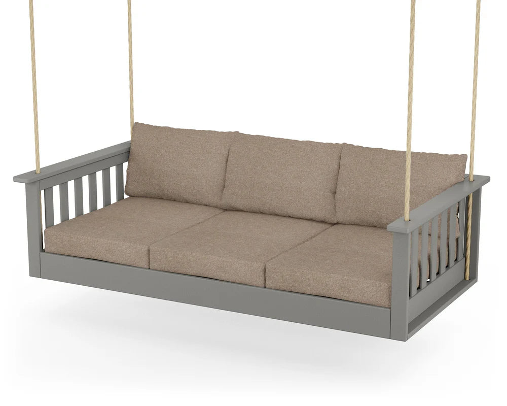 POLYWOOD Vineyard Daybed Swing in Slate Grey / Spiced Burlap