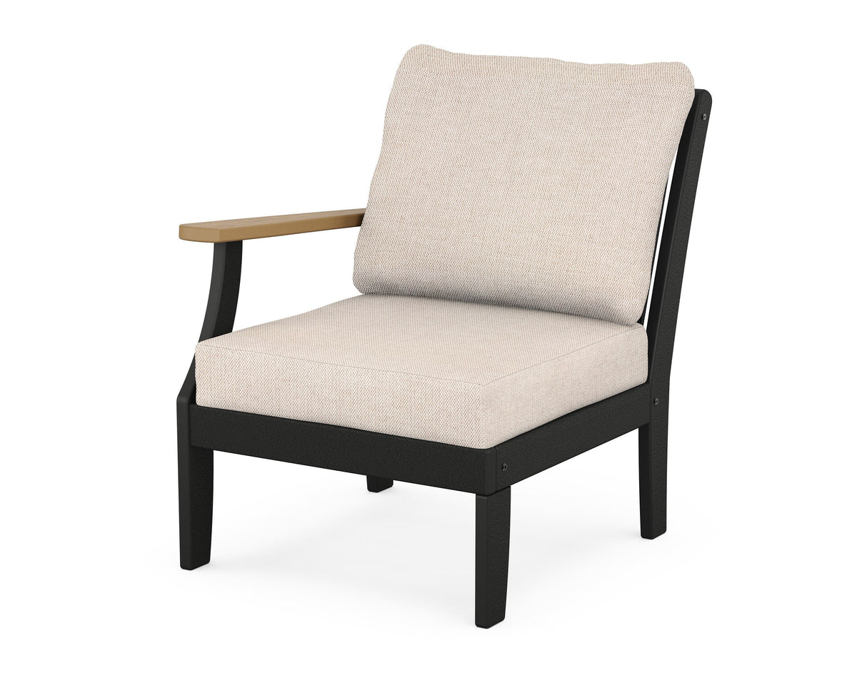 POLYWOOD Braxton Modular Left Arm Chair in Black / Natural / Blend Linen