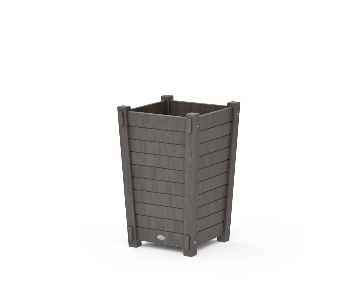 POLYWOOD Nautical Tapered Square Short Planter Box in Driftwood