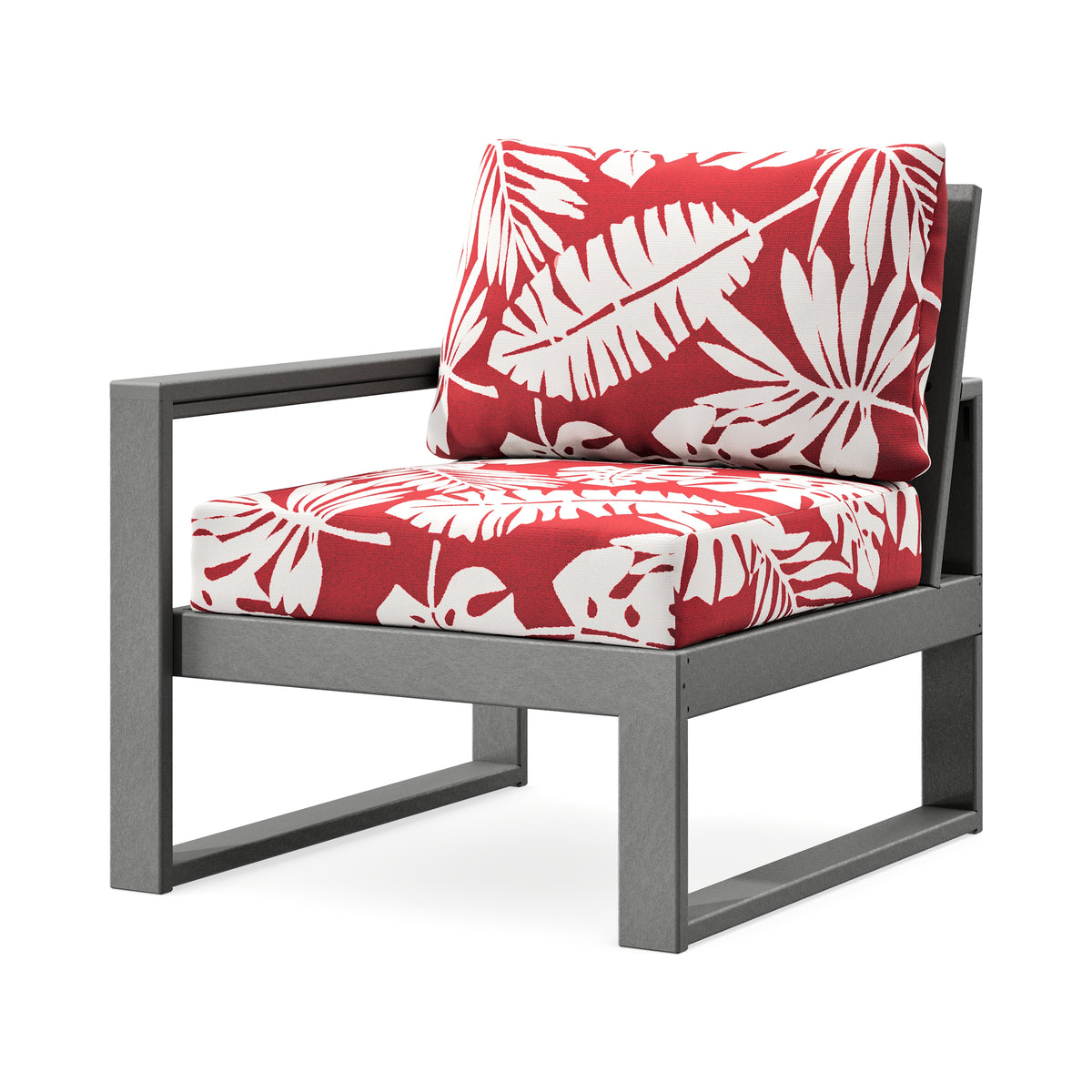 POLYWOOD EDGE Modular Left Arm Chair in Slate Grey / Leaf Crimson