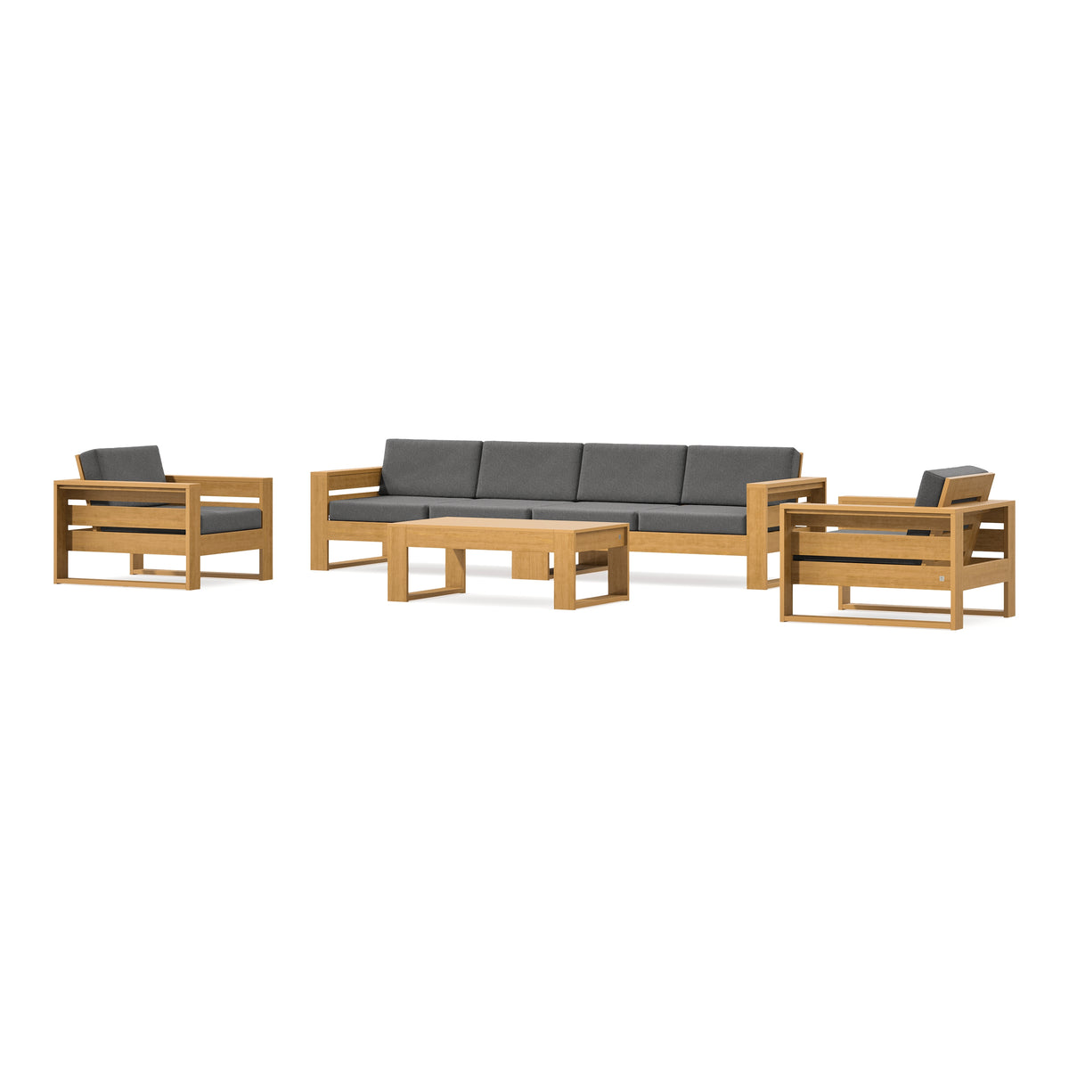 POLYWOOD PW Designer Series Latitude 5-Piece Lounge Sofa Set in Natural / Ash Charcoal