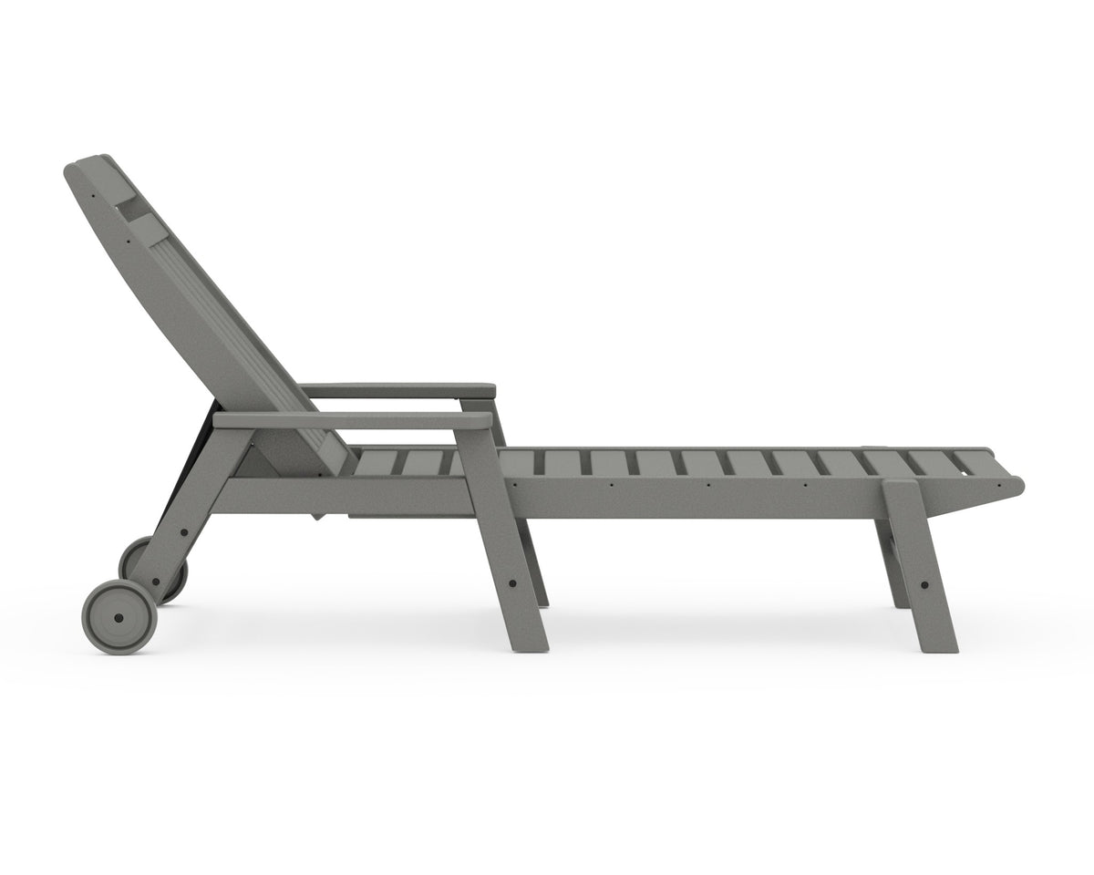 POLYWOOD Cottage Chaise with Arms and Wheels angle view
