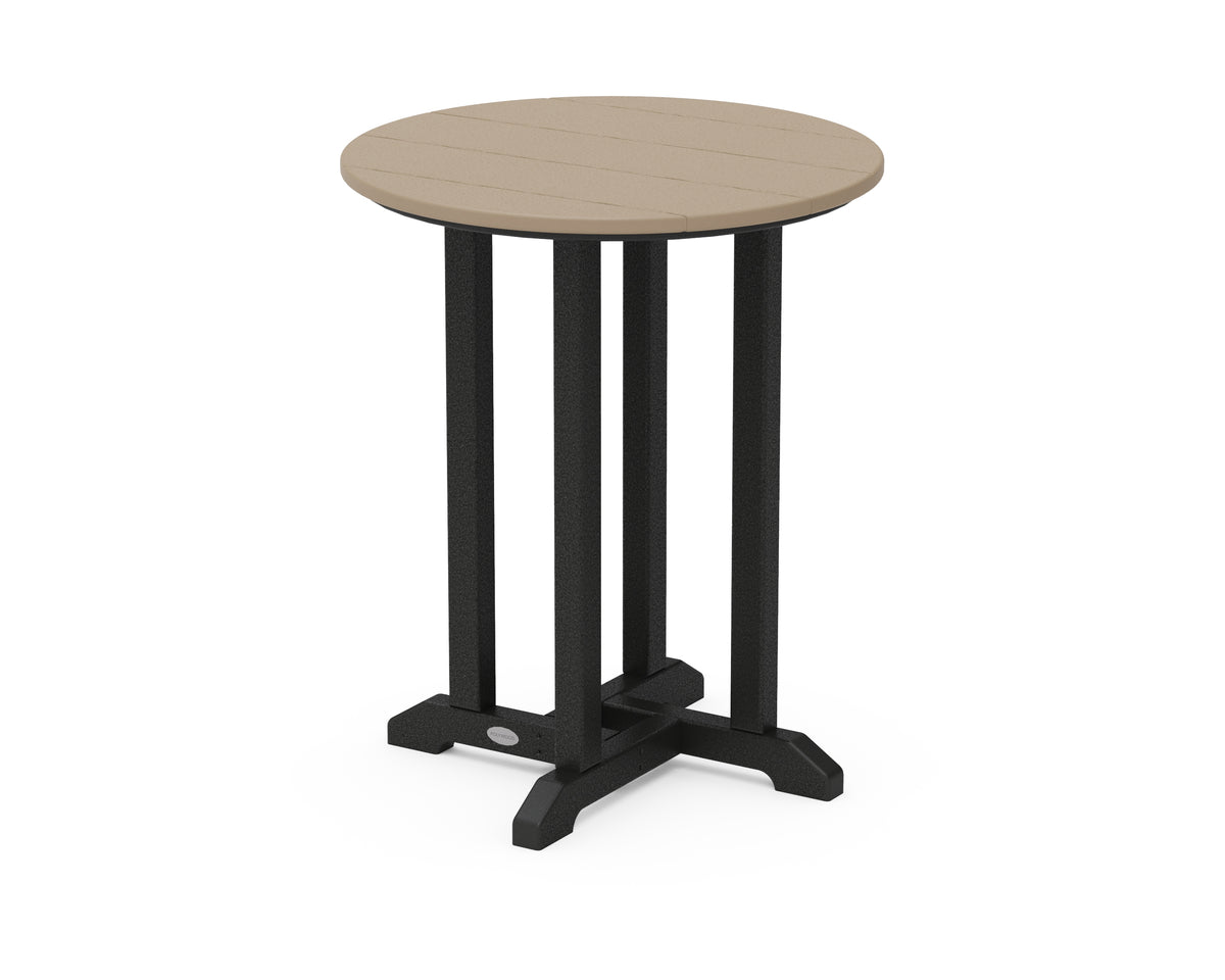 POLYWOOD Contempo 24" Round Dining Table in Black / Vintage Sahara