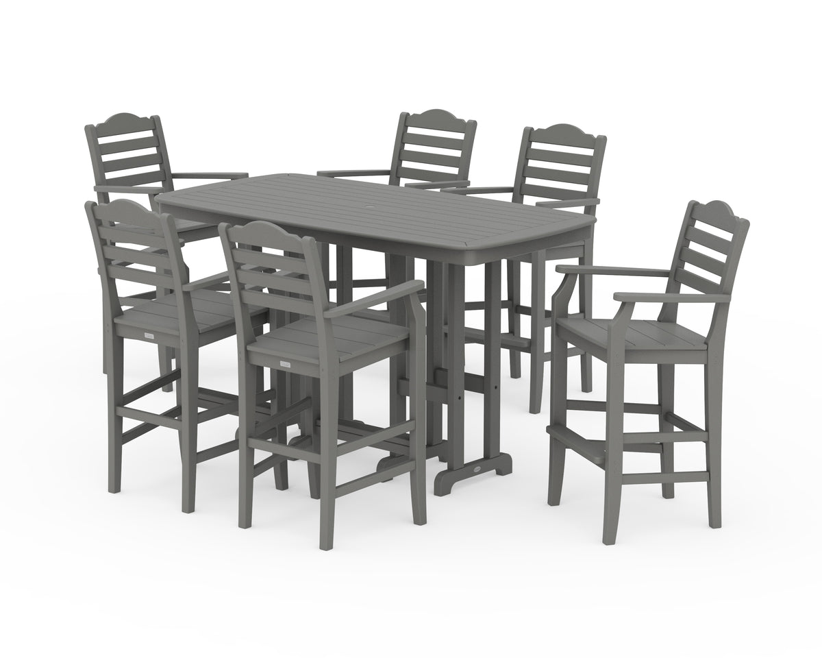POLYWOOD Savannah Arm Chair 7-Piece Bar Set in Slate Grey