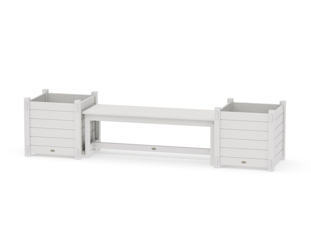 POLYWOOD 48" Nautical Straight Planter Bench Set - Large in Vintage White