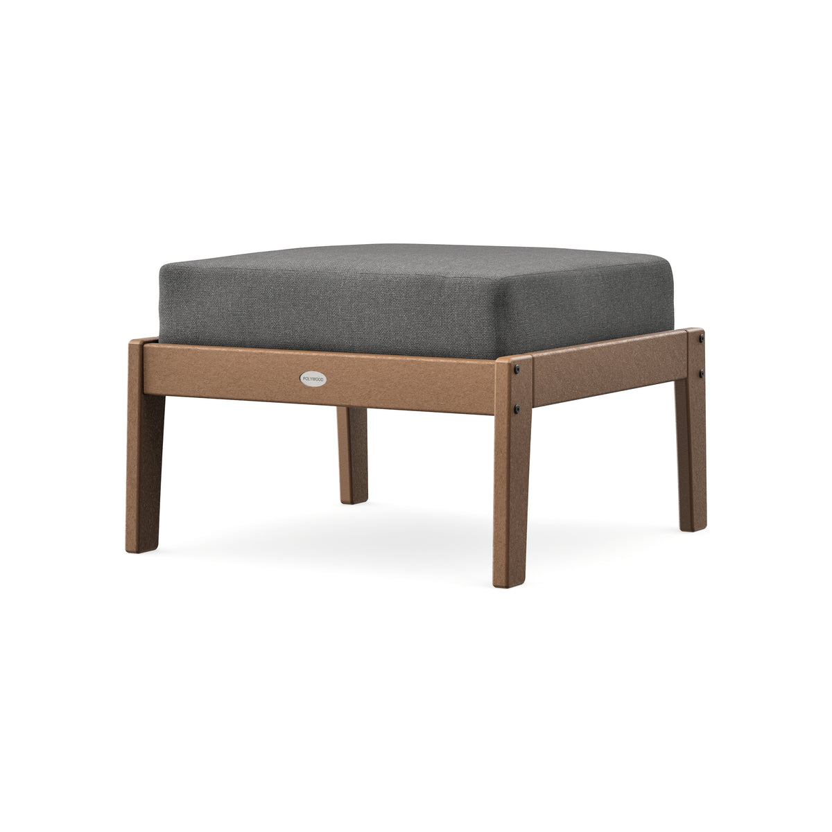 POLYWOOD Lakeside Deep Seating Ottoman in Teak / Ash Charcoal