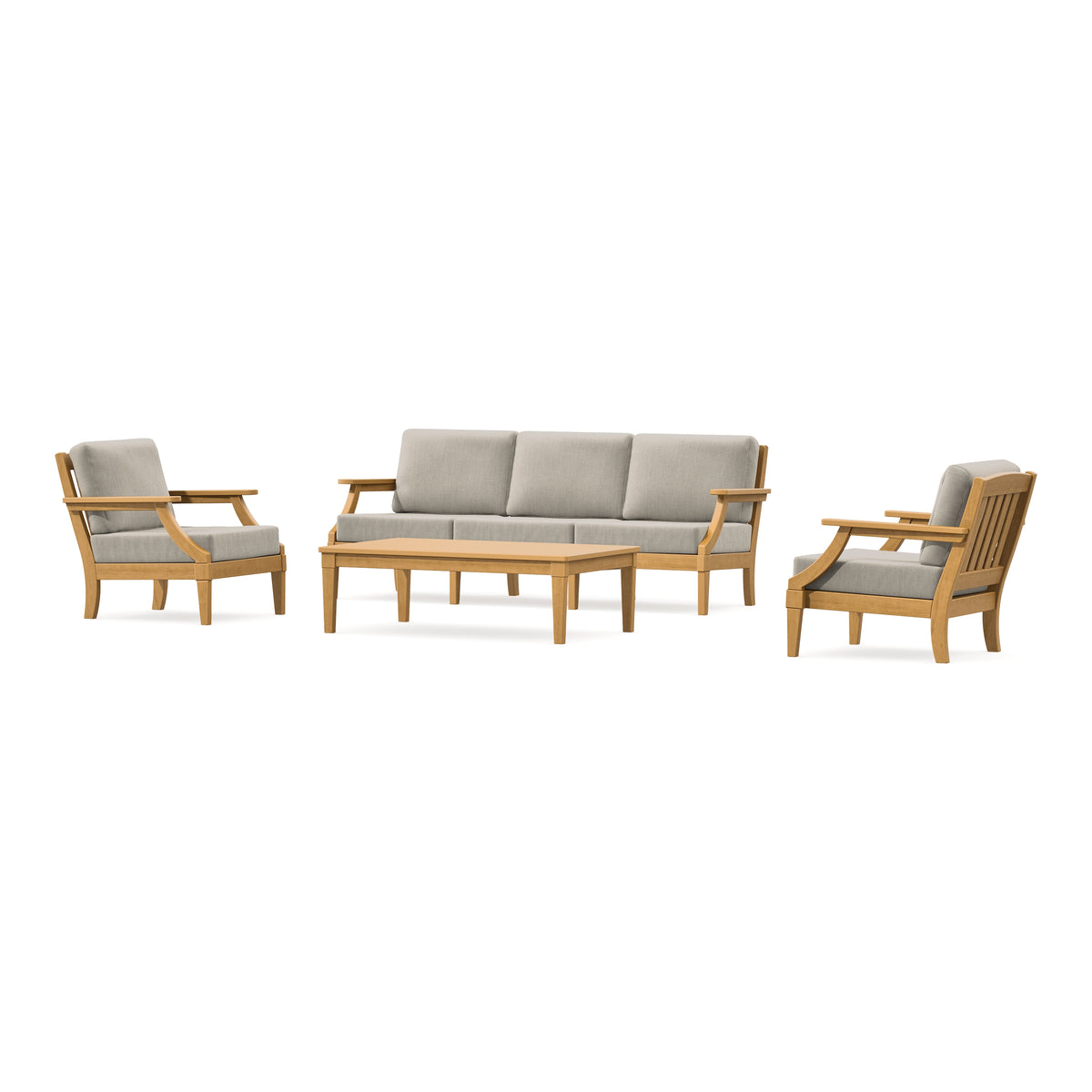 POLYWOOD PW Designer Series Estate 4-Piece Lounge Sofa Set in Natural / Cast Ash
