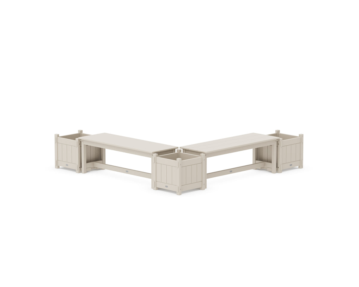 POLYWOOD 48" Vineyard L-Shaped Planter Bench Corner Set in Sand