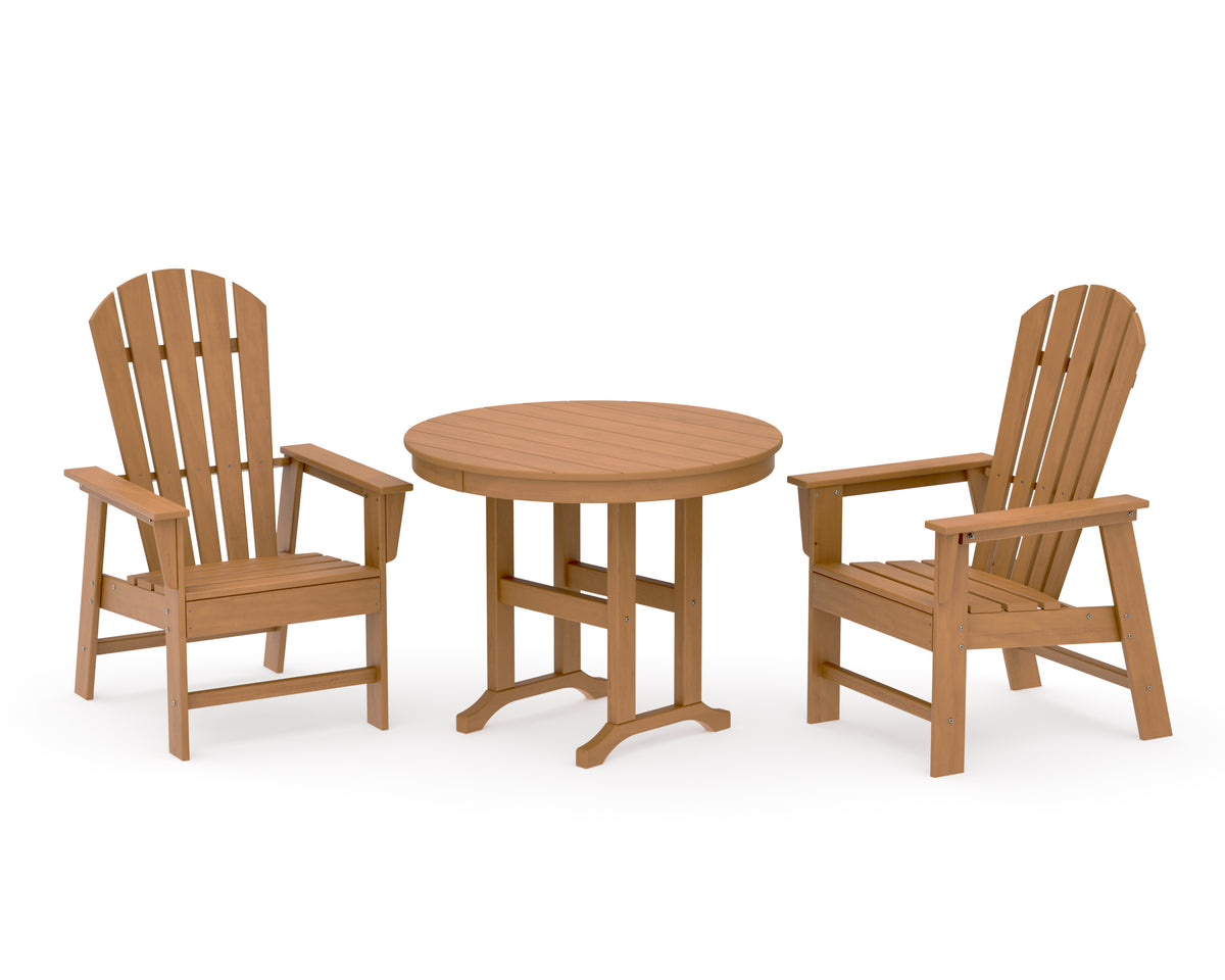 POLYWOOD South Beach 3-Piece Round Farmhouse Dining Set in Natural