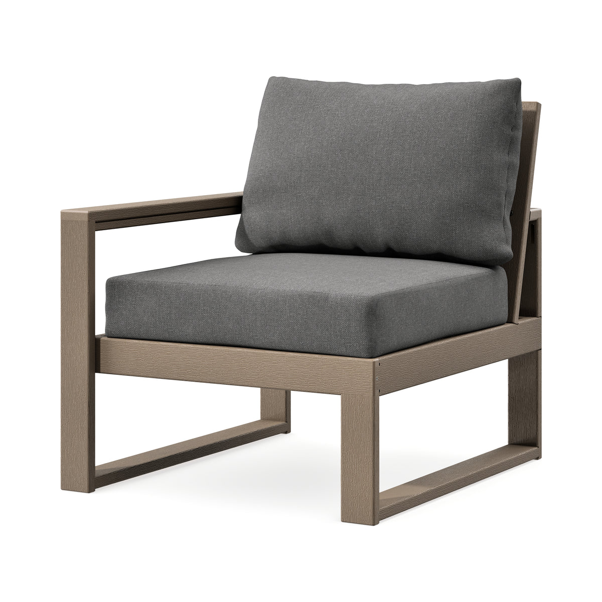 POLYWOOD EDGE Modular Left Arm Chair in Vintage Sahara / Ash Charcoal