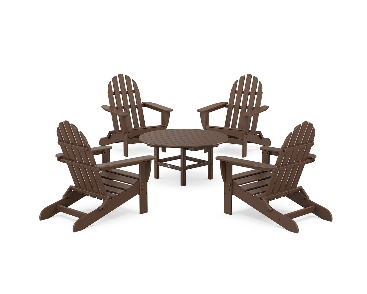 POLYWOOD Classic Folding Adirondack 5-Piece Conversation Group in Mahogany