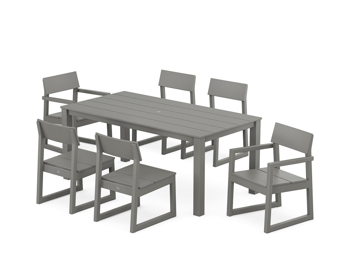 POLYWOOD EDGE 7-Piece Parsons Dining Set in Slate Grey