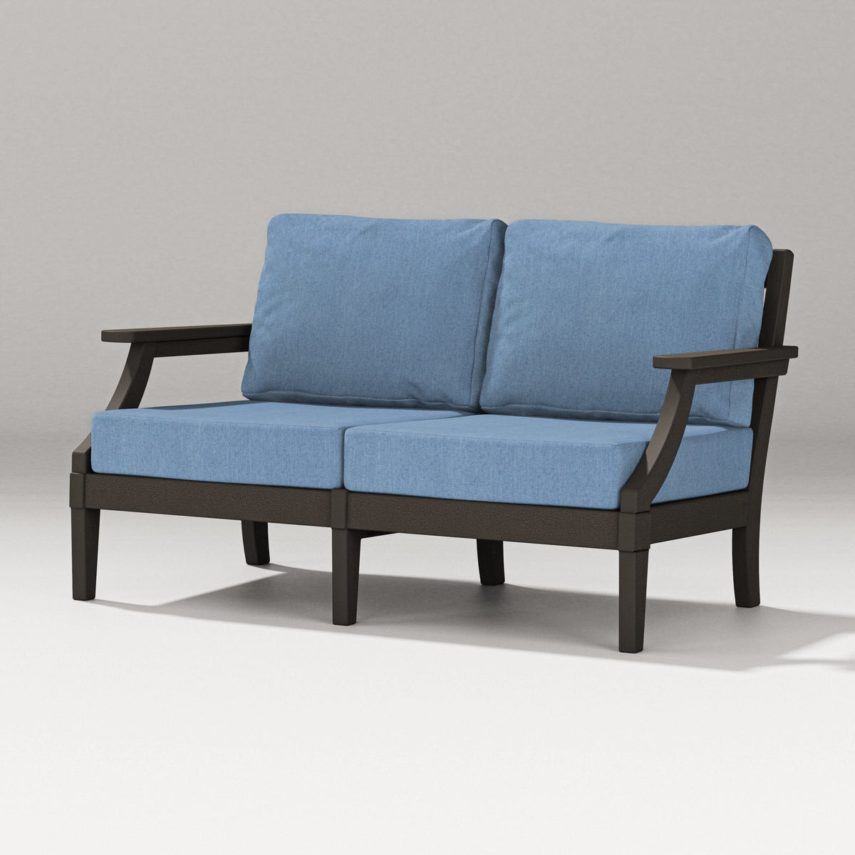 POLYWOOD Estate Loveseat in Vintage Coffee / Sky Blue