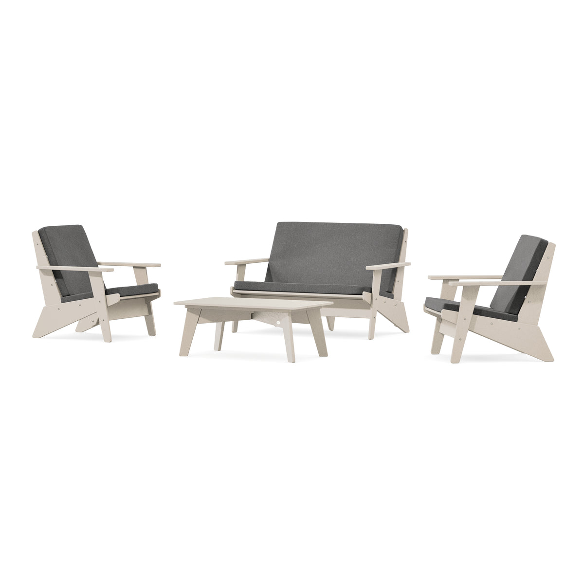 POLYWOOD Riviera Modern Lounge 4-Piece Set in Sand