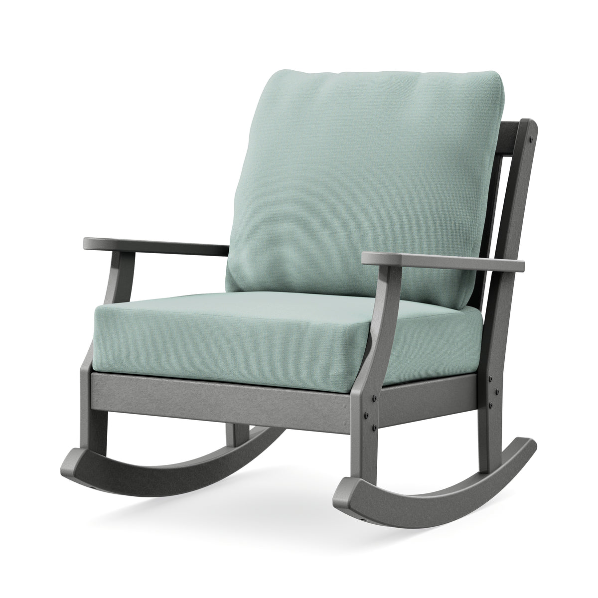 POLYWOOD Braxton Deep Seating Rocking Chair in Slate Grey / Spa