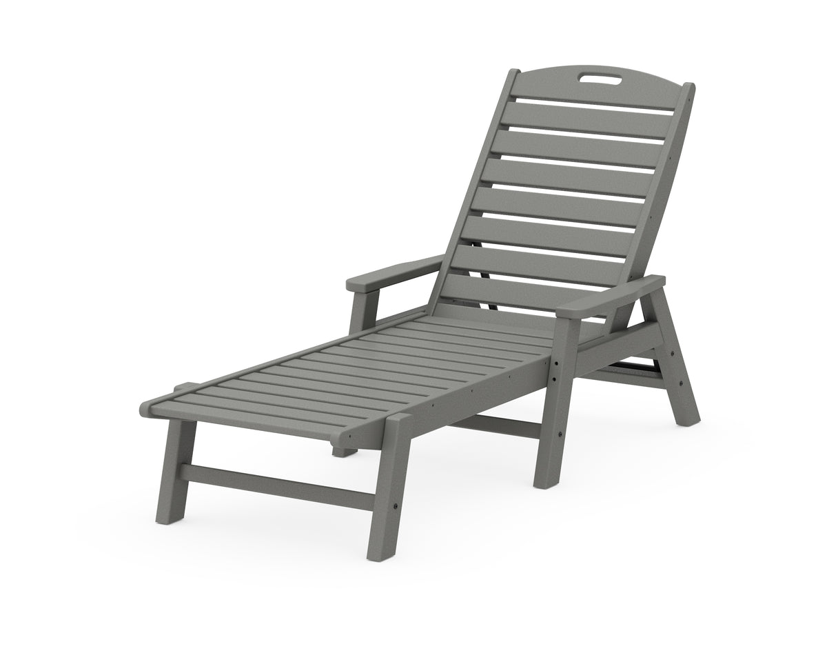 POLYWOOD Nautical Chaise with Arms in Slate Grey