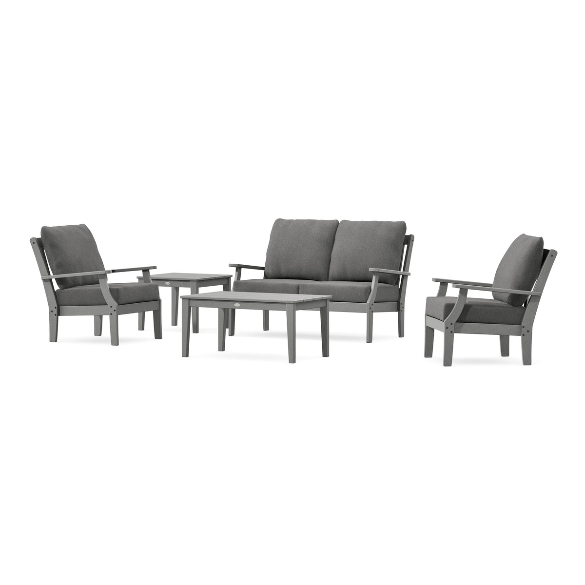POLYWOOD Braxton 5-Piece Deep Seating Set in Slate Grey