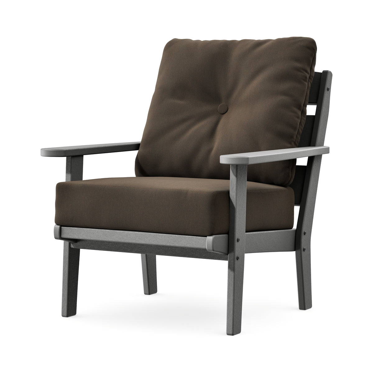 POLYWOOD Lakeside Deep Seating Chair in Slate Grey / Canvas Java