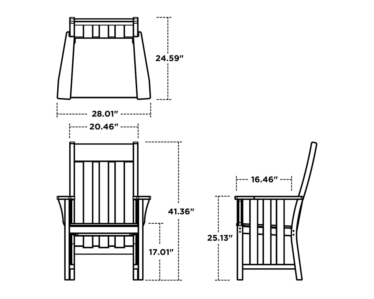 POLYWOOD Acadia Dining Arm Chair dimensions