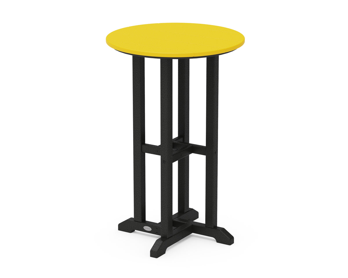 POLYWOOD Contempo 24" Round Counter Table in Black / Lemon