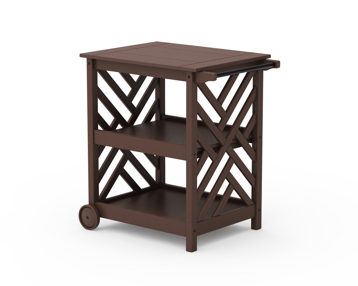 POLYWOOD Chippendale Bar Cart in Mahogany