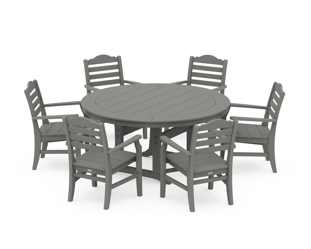 POLYWOOD Savannah 7-Piece Arm Chair Round Dining Set in Slate Grey