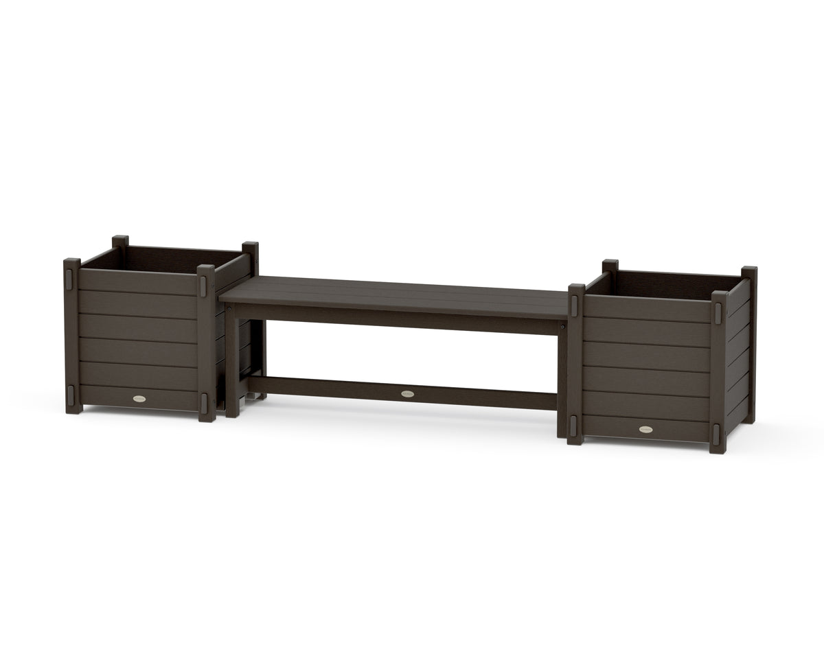 POLYWOOD 48" Nautical Straight Planter Bench Set - Large in Vintage Coffee
