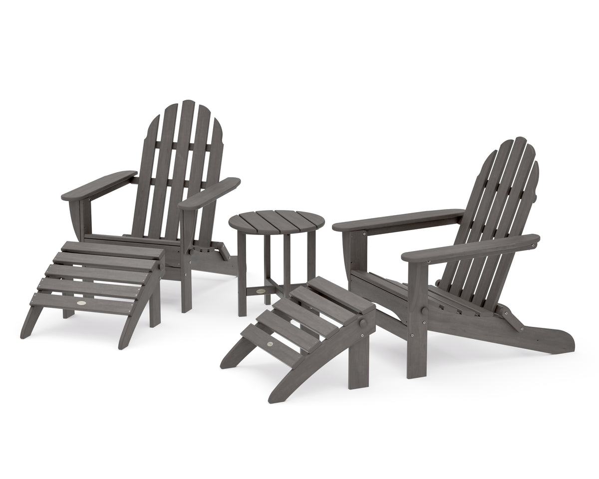 POLYWOOD Classic Adirondack 5-Piece Casual Set in Driftwood
