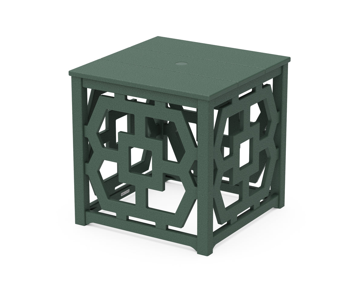 POLYWOOD Chinoiserie Umbrella Stand Accent Table in Green
