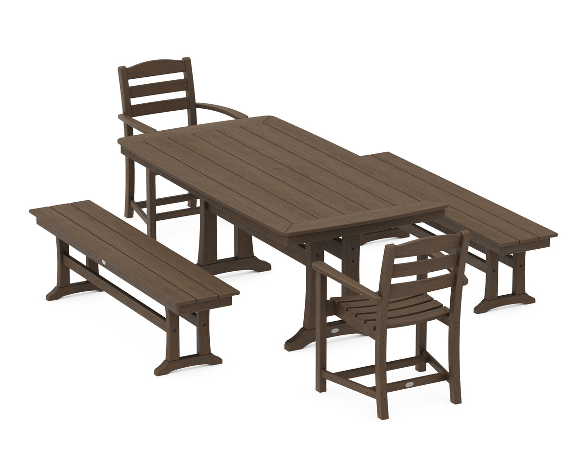 POLYWOOD La Casa Café 5-Piece Dining Set with Trestle Legs in Kona