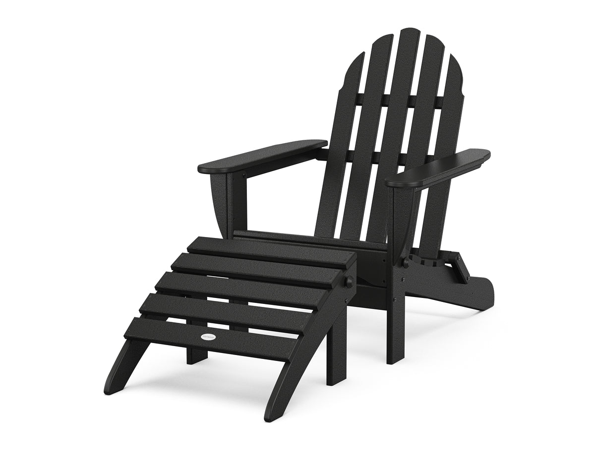 POLYWOOD Classic Adirondack 2-Piece Set in Black