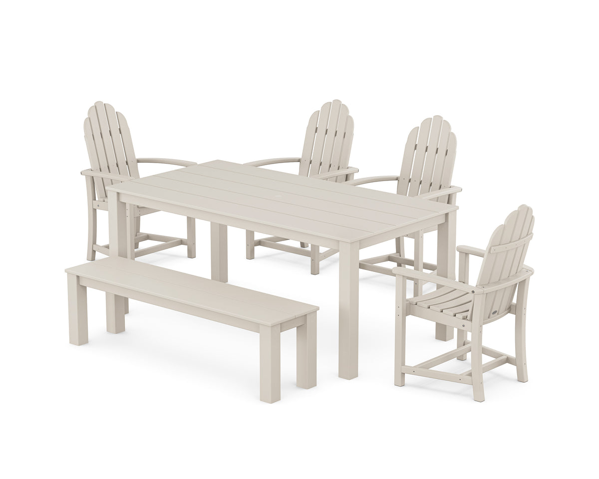 POLYWOOD Classic Adirondack 6-Piece Parsons Dining Set with Bench in Sand
