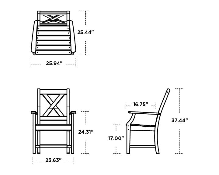 POLYWOOD Braxton Dining Arm Chair dimensions