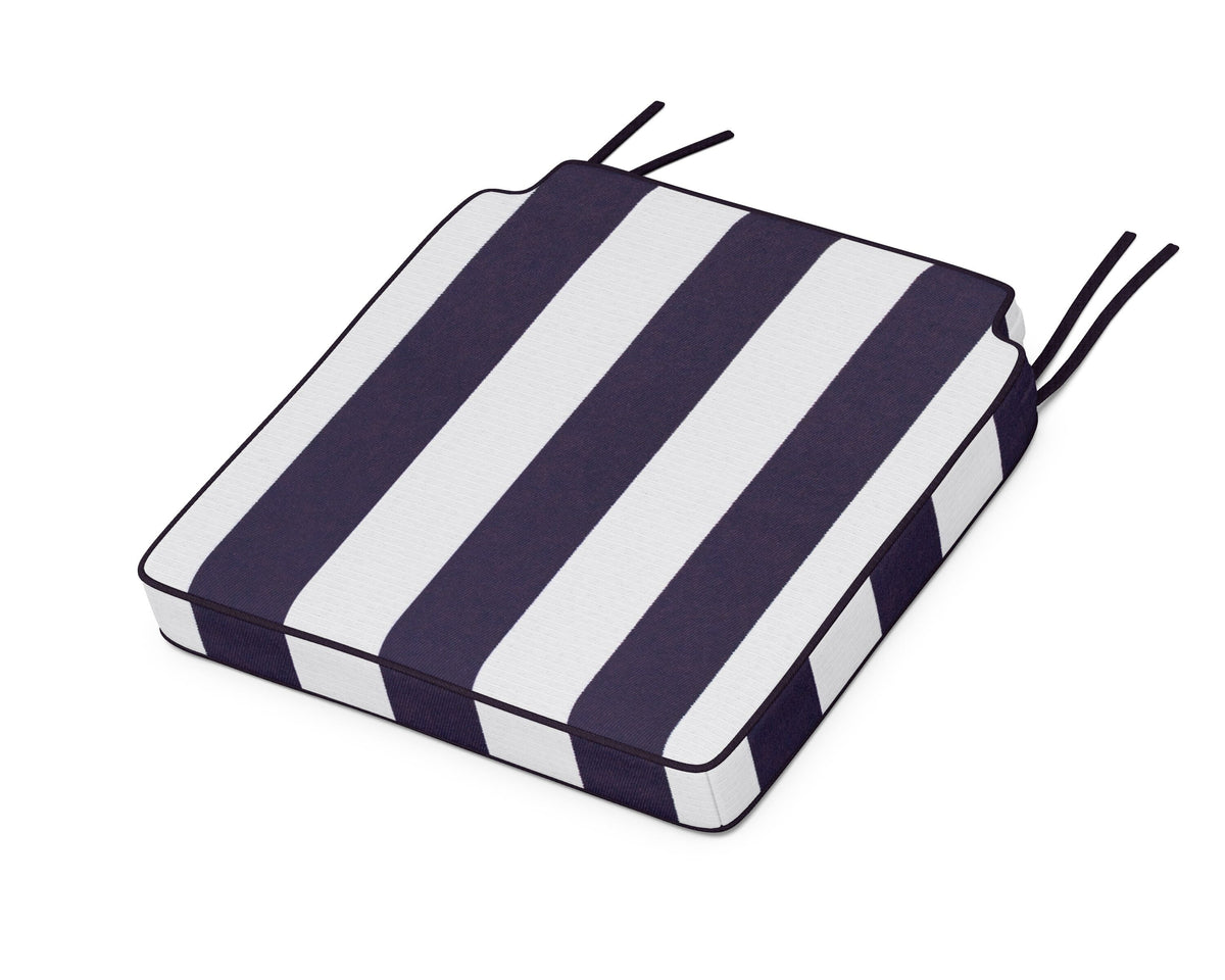 POLYWOOD Acadia Dining Side Seat Cushion in Cabana Stripe Navy