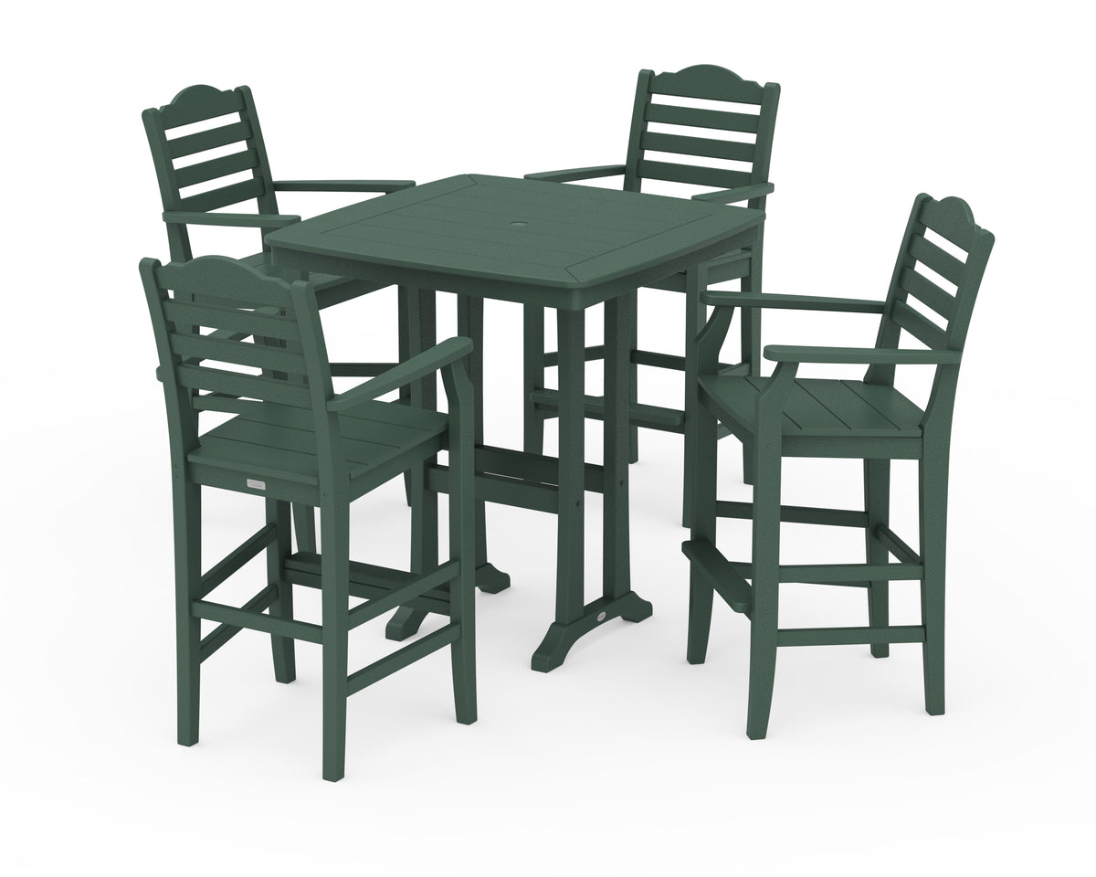 POLYWOOD Savannah 5-Piece Bar Set with Trestle Legs in Green