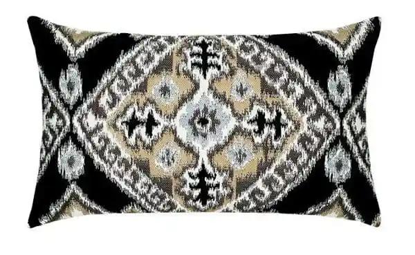 Ikat Diamond Onyx Lumbar 12"x20" Outdoor Pillow - Casual Furniture World
