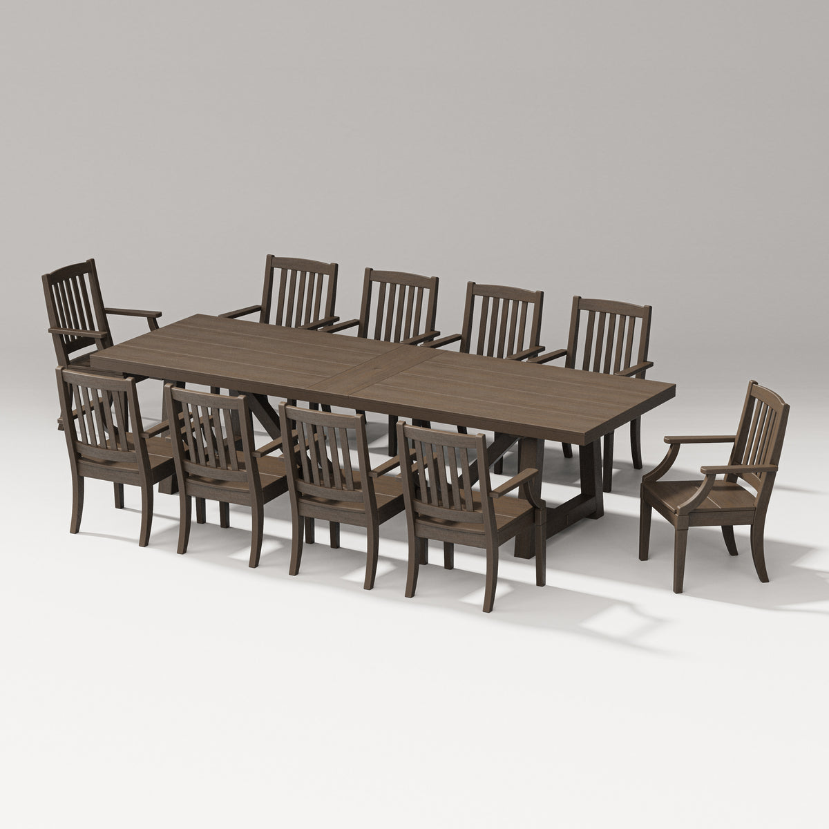 POLYWOOD Estate Arm Chair 11-Piece A-Frame Table Dining Set in Kona