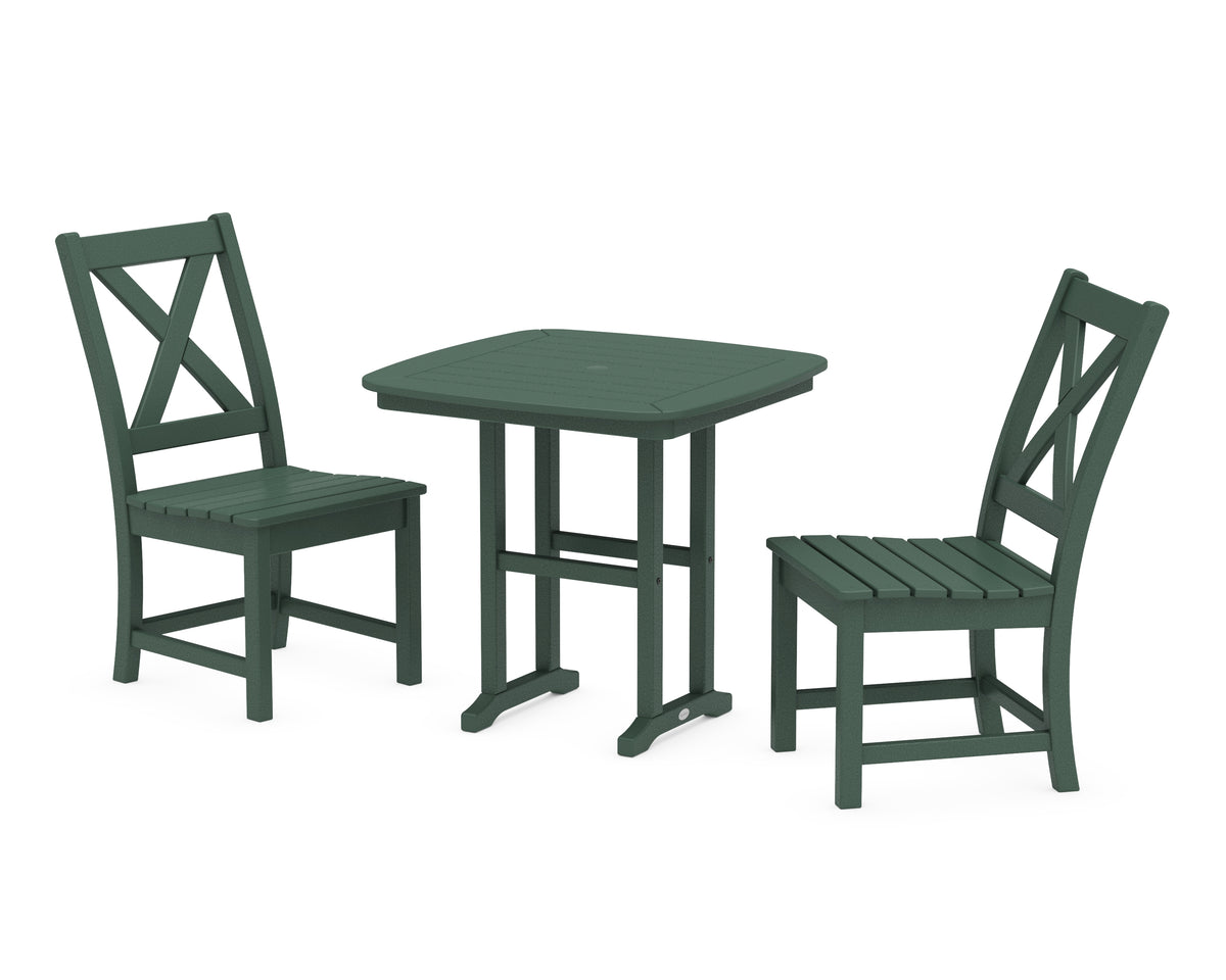 POLYWOOD Braxton Side Chair 3-Piece Dining Set in Green