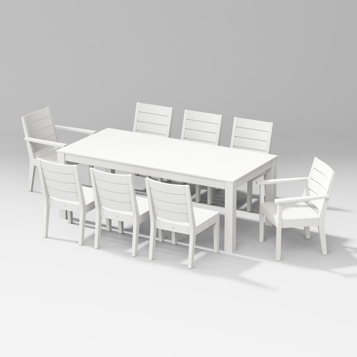 POLYWOOD Latitude 9-Piece Parsons Table Dining Set in Vintage White