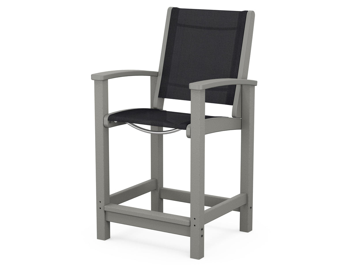 POLYWOOD Coastal Counter Chair in Slate Grey / Black