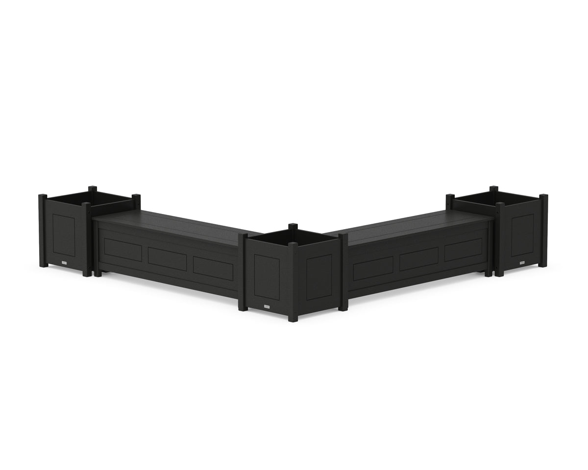 POLYWOOD 60" Country Living L-Shaped Planter Storage Bench Corner Set - Large in Black