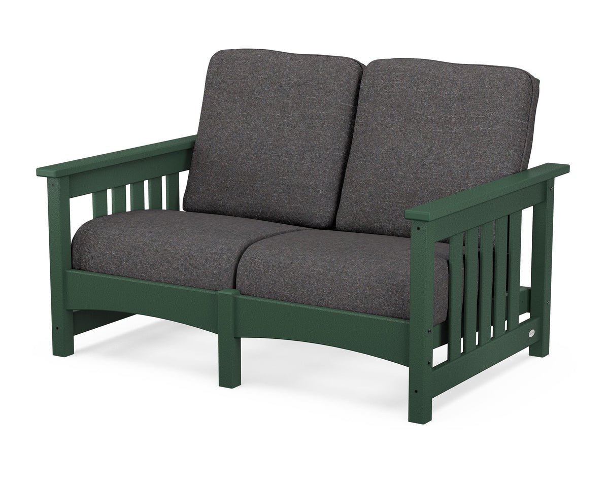 POLYWOOD Club Mission Loveseat in Green / Ash Charcoal