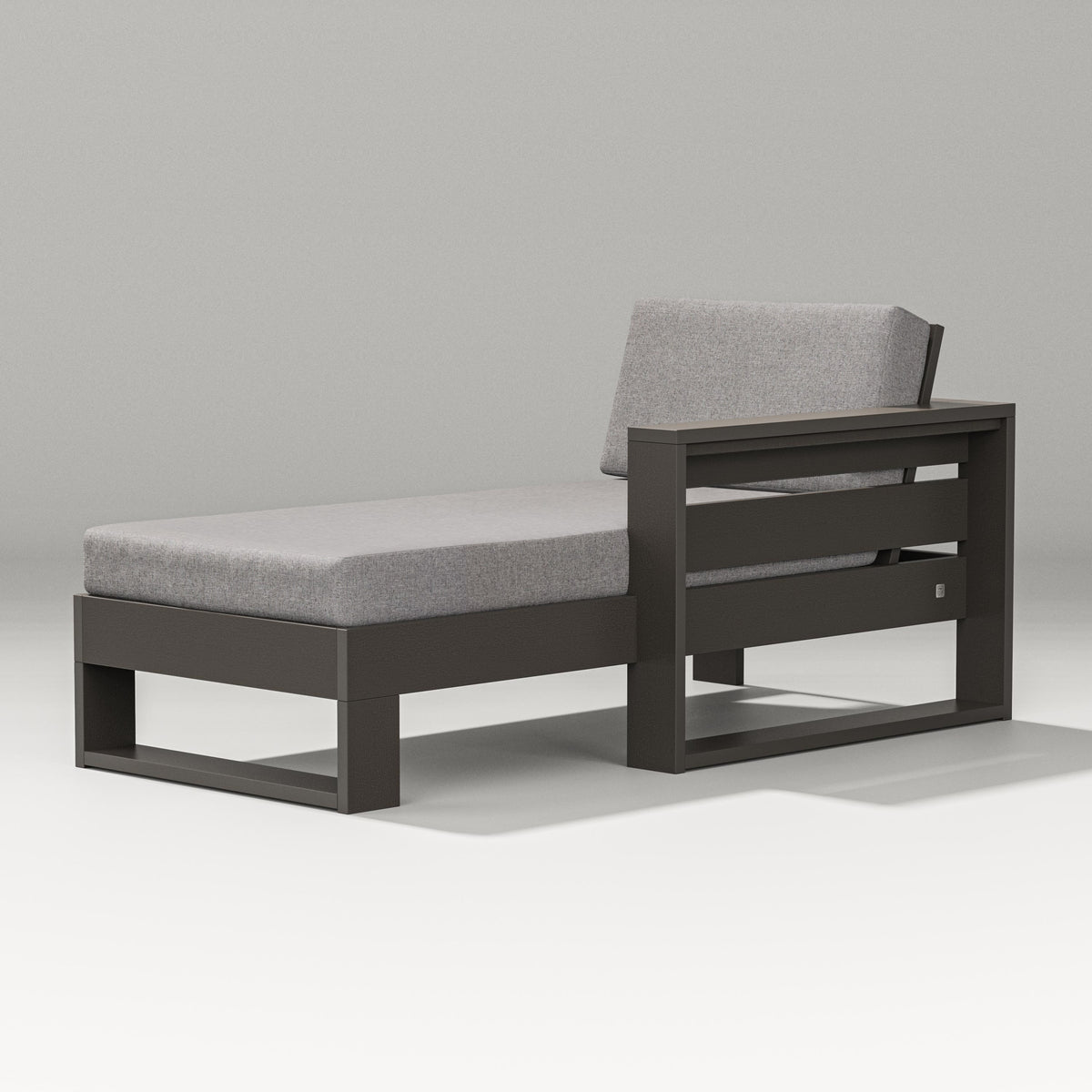 POLYWOOD Latitude Modular Right Arm Chaise in Vintage Coffee / Grey Mist