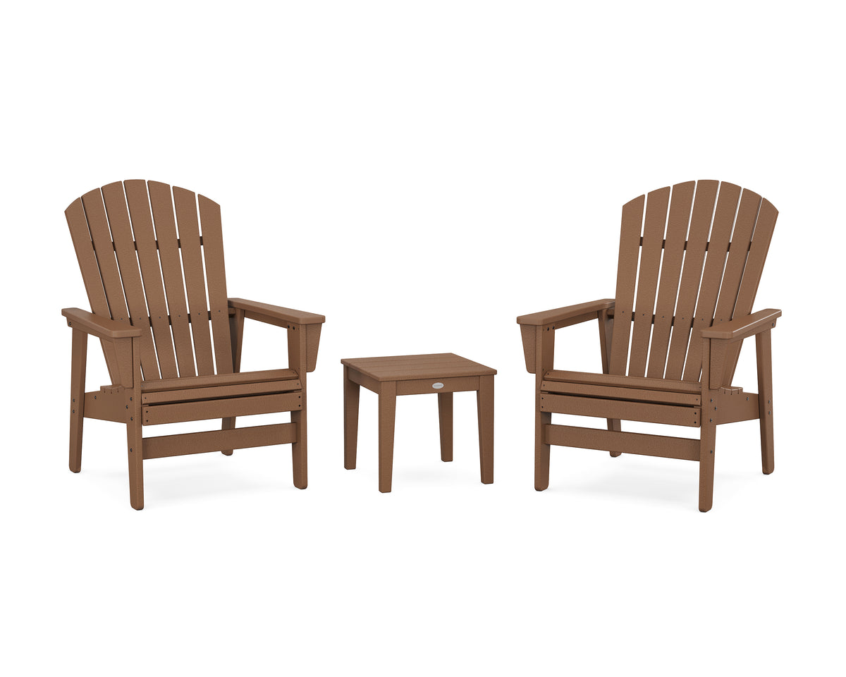 POLYWOOD 3-Piece Nautical Grand Upright Adirondack Set in Teak