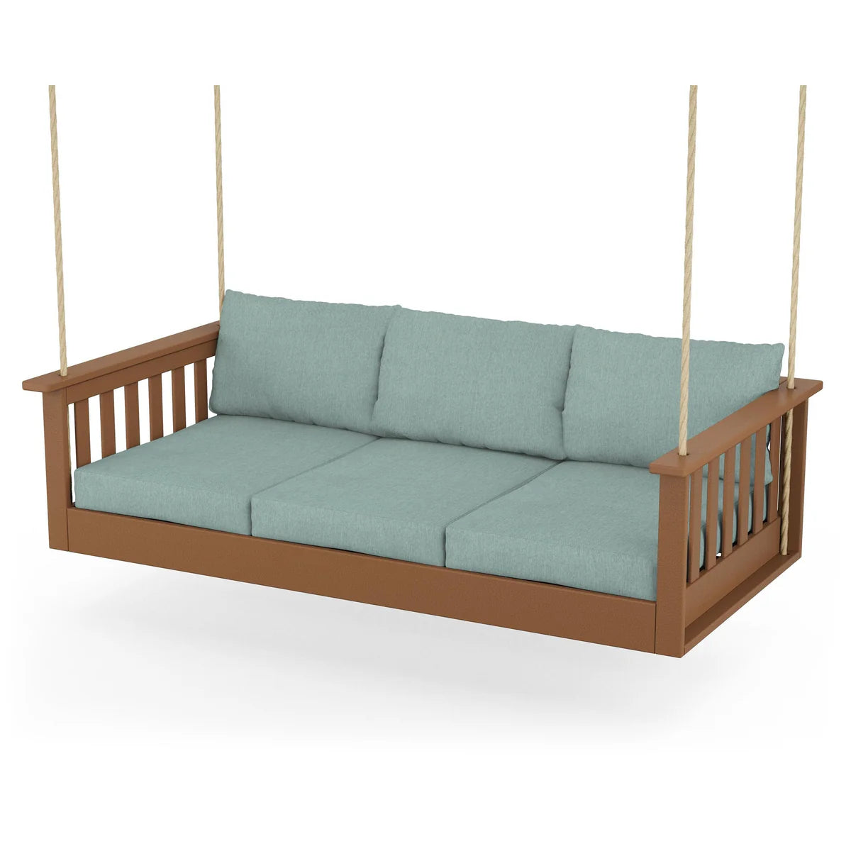 POLYWOOD Vineyard Daybed Swing in Teak / Glacier Spa