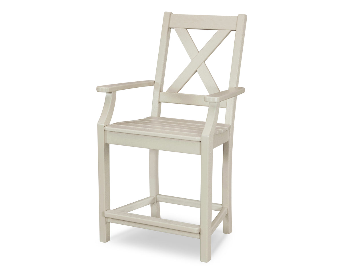 POLYWOOD Braxton Counter Arm Chair in Sand
