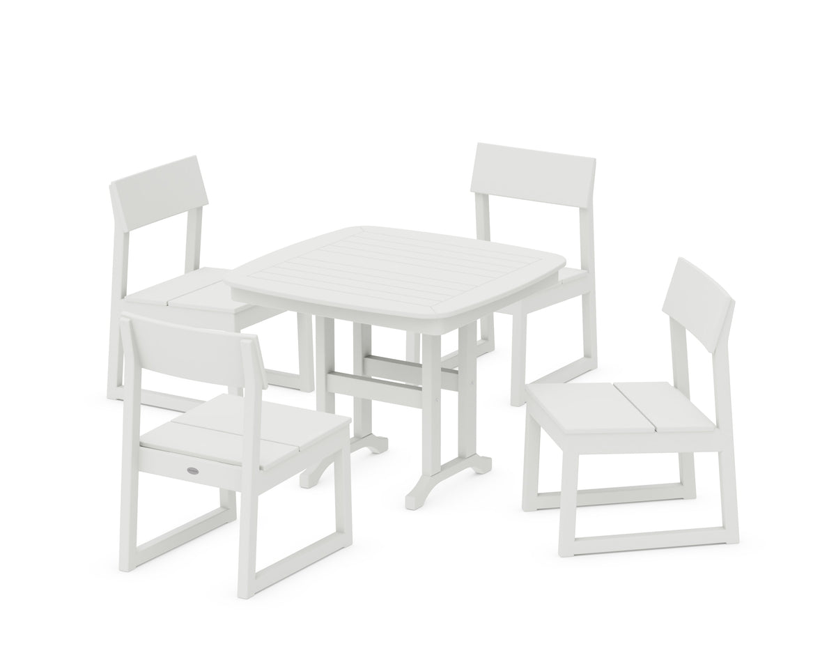POLYWOOD EDGE Side Chair 5-Piece Dining Set in Vintage White